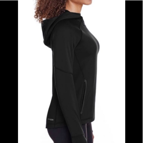 Spyder pullover hoodie ladies Hayer NWT black Large pockets high low - Picture 3 of 8